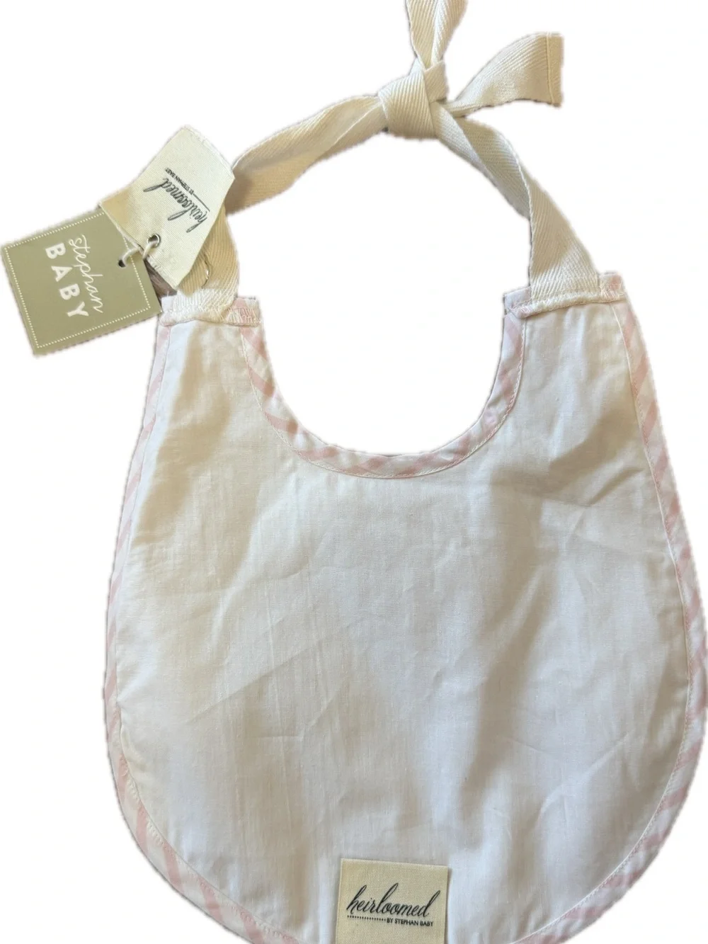 Stripe Baby Bib in Pink and White